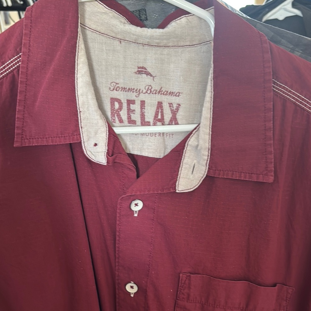 Tommy Bahama Red Casual Button Down Shirt Relax